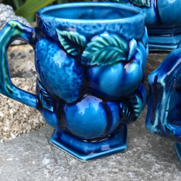 Vintage Mood Indigo Blue Inarco Mugs-Set of 6-EUC-Ceramic-Made in Japan-1960’s - Picture 6 of 15